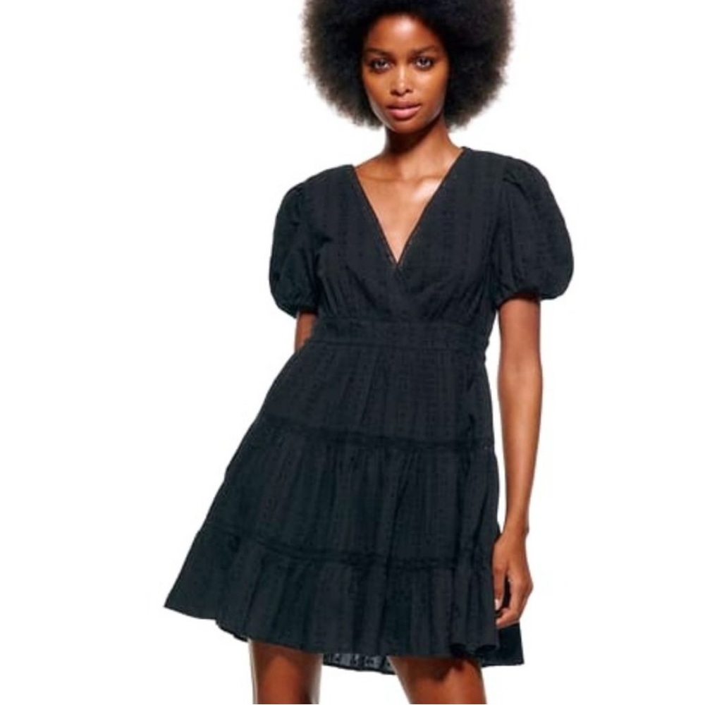 Zara Mini Dress Eyelet Embroidered Fit Flare A Line